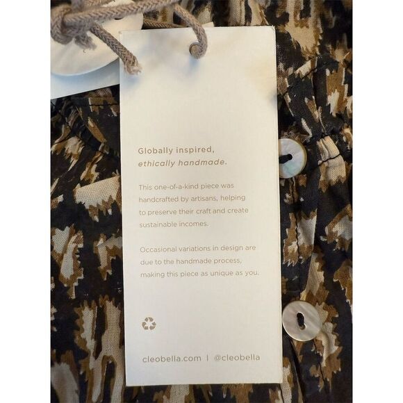 Cleobella Women's Alicia Blouse Size M Button-Front Top Black Leopard - Picture 9 of 11